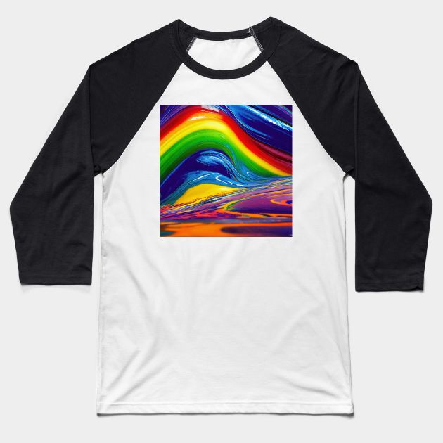 Liquid Colors Flowing Infinitely - Heavy Texture Swirling Thick Wet Paint - Abstract Inspirational Rainbow Drips Baseball T-Shirt by JensenArtCo